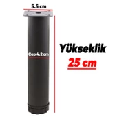 Akça Ayarlanabilir Mobilya Kanepe Koltuk Baza Yükseltme Yükseltici Ayağı Metal Ayakları 25 Cm Siyah - 5