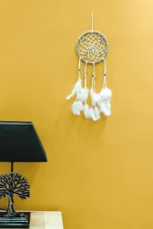 Nazar Boncuklu Düş Kapanı Hand Made Dreamcatcher Kuş Tüyü Duvar Süsü Ev Dekor 13431 - 3