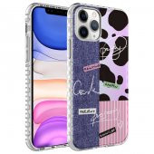 Apple iPhone 11 Pro Kılıf Airbag Kenarlı Renkli Desenli Silikon Zore Elegans Kapak - 1
