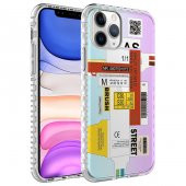 Apple iPhone 11 Pro Max Kılıf Airbag Kenarlı Renkli Desenli Silikon Zore Elegans Kapak - 9