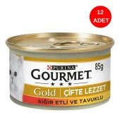 Gourmet Gold Çifte Lezzet Sığır Etli Ve Tavuklu Kedi Yaş Maması 85 Gr 12 Li - 1