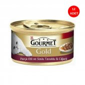 Gourmet Gold Parça Etli Tavuklu Ciğerli Kedi Yaş Maması 85 Gr 12 Li - 1