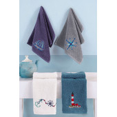 Louis Marie | Marin | 30x50 cm | Nakışlı |%100 Pamuk | 4 Renk | 4 Adet | Mutfak Havlusu Seti - 1