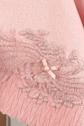 Louis Marie | 50x90 cm | Ivy | Nakışlı | Dantelli | Pamuk | Pudra-Krem | 4 Adet | El Yüz Havlu Seti - 3