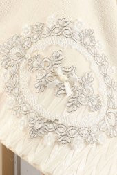 Louis Marie | 50x90 Cm | Damask | Nakışlı | Dantelli | Pamuk | Pudra-krem |4 Adet| El Yüz Havlu Seti - 3