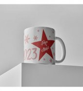 Kişiye Özel Yeniyıl 2023 Baskılı Porselen Beyaz Kupa Bardak HK2365 - 4