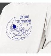 Kişiye Özel Çok Rahat Çok Profesyonel Baskılı Kapşonlu Beyaz Unisex Sweatshirt HK2362 - 1