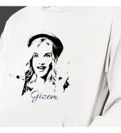 Kişiye Özel Siyah Beyaz Fotoğraf Baskılı Kapşonlu Beyaz Unisex Sweatshirt HK2361 - 1