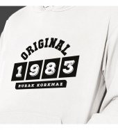 Kişiye Özel Tarih Baskılı Kapşonlu Beyaz Unisex Sweatshirt HK2359 - 2
