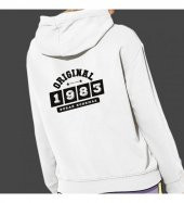 Kişiye Özel Tarih Baskılı Kapşonlu Beyaz Unisex Sweatshirt HK2359 - 3