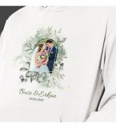 Kişiye Özel Fotoğraf Baskılı Kapşonlu Beyaz Unisex Sweatshirt HK2358 - 1