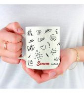 Kişiye Özel İsim Baskılı Porselen Beyaz Kupa Bardak HK2351 thumbnail 1