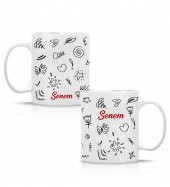 Kişiye Özel İsim Baskılı Porselen Beyaz Kupa Bardak HK2351 thumbnail 3