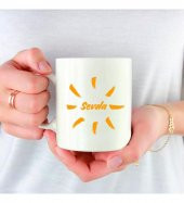 Kişiye Özel Doğdu Güneşim Porselen Beyaz Kupa Bardak HK2350 - 4