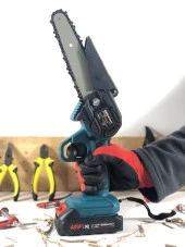 Uzun-kısa Pala Ve Zincir 2x Akü Çantalı Şarjlı Dal Kesme Budama Testere Makine Uzun Pala - 2