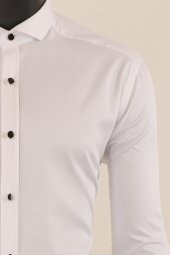 Uzun Kol Slim Fit Damatlık Beyaz Gömlek - 5