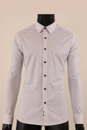 Uzun Kol Slim Fit Desenli Gömlek - 1