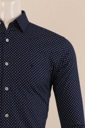 Uzun Kol Slim Fit Desenli Gömlek - 5