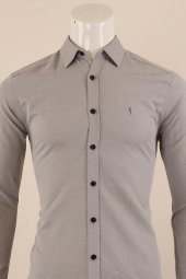 Uzun Kol Slim Fit Desenli Gömlek - 7