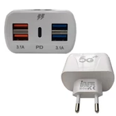 220v to 4 port usb yüksek hızlı soket şarj+Type C 5v 3.1A şarj adaptörü - 2