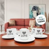 Love Temalı 6'lı Kahve Fincan Seti-011 - 1