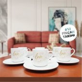 Love Temalı 6lı Kahve Fincan Seti-002 - 1