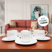 Love Temalı 6'lı Kahve Fincan Seti-004 - 1