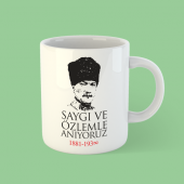 10 Kasım Atatürk Beyaz Bardak Kupa 3 - 1