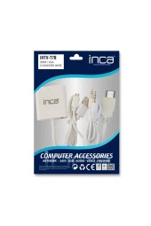 INCA 20 Cm HDMI-VGA Görüntü Adaptörü Beyaz Sesli HDMI To VGA + Ses Dönüştürücü - 1
