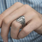 Kartal Başı Motifli Taşsız 925 Gümüş Erkek Yüzük - 7