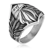 Kartal Başı Motifli Taşsız 925 Gümüş Erkek Yüzük - 2