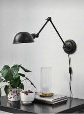 MYLİGHTS  AKROBAT MAT SİYAH METAL RUSTİK RETRO KABLOLU ANAHTARLI APLİK DUVAR LAMBASI - 1