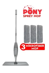 PONY SPREY MOP 3 MİKROFİBER MOP SET GRİ - 1