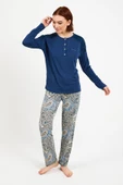 Pierre Cardin 8447 Mavisi Uzun Kol Pijama Takım - 1