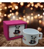 Panda Happy Birthday Doğum Günü Konsept Ahşap Kutulu Kupa Bardak thumbnail 1