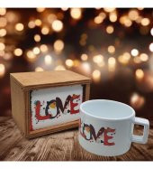 Aşk (Love) Konsept Ahşap Kutulu Kupa Bardak - 1