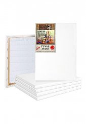 Tuval 35x50 Arkadan Zımbalı Astarlı 1 Adet Resim Tuvali 35*50 Öğrenci Tual Akrilik Boya Yağlı Boya İçin İdeal - 1