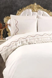 Başak Nakışlı 6 Parça Nevresim Takımı Krem thumbnail 5