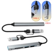 Type C - usb A to 5in1 usb hub+kart okuyucu usb 3.0-2.0 tf/sd - 5