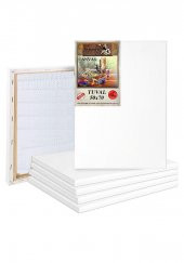 Tuval 50x70 Arkadan Zımbalı Astarlı 3 Adet Resim Tuvali 50*70 Öğrenci Tual Akrilik Boya Yağlı Boya İçin İdeal - 1