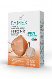 FAMEX N95 FFP2 KORUYUCU MASKE TURUNCU RENK 10 ADET TEKLİ PAKET DUCK MODELİ - 1