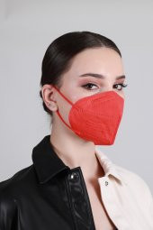 FAMEX N95 FFP2 KORUYUCU MASKE NAR ÇİÇEĞİ RENK 10 ADET TEKLİ PAKET DUCK MODELİ - 3