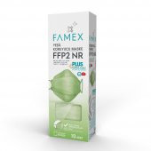 FAMEX N95 FFP2 KORUYUCU MASKE YEŞİL RENK 10 ADET TEKLİ PAKET FİSH MODELİ - 1