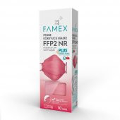 FAMEX N95 FFP2 KORUYUCU MASKE PEMBE RENK 10 ADET TEKLİ PAKET FİSH MODELİ - 1