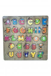 Hayal 29 Parça Türkçe Alfabe Harfler Ahşap Puzzle tutmalı bultak - 1
