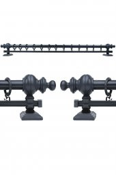 Antrasit Tek Raylı Ahşap Rustik Perde Askısı - 100 Cm - 3