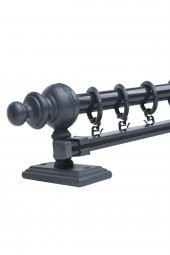 Antrasit Tek Raylı Ahşap Rustik Perde Askısı - 100 Cm - 6