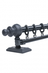 Twins Decorative Antrasit Tek Raylı Ahşap Rustik Perde Askısı - 125 CM - 6