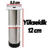 Akça Ayarlanabilir Mobilya Kanepe Koltuk Baza Yükseltme Yükseltici Ayağı Metal Ayakları 12 Cm Krom - 4