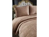Velica Çift Kişilik Kadife Yatak Örtüsü Cappucino thumbnail 4